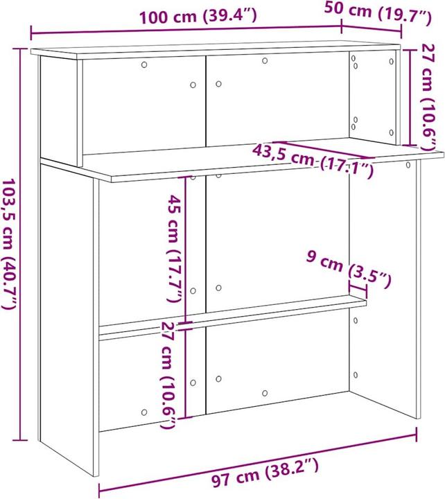Actual product image VidaXL Reception counter White 100x50x103.5 cm Wood-based reception counter