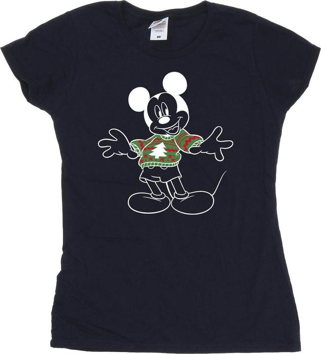 Actual product image Disney Womens/Ladies Mickey Mouse Xmas Jumper Cotton T-Shirt (M)