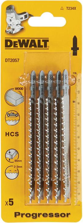 Produktbild DeWalt Jigsaw blades T type HCS116x91mm 5pcs. for wood DT2057