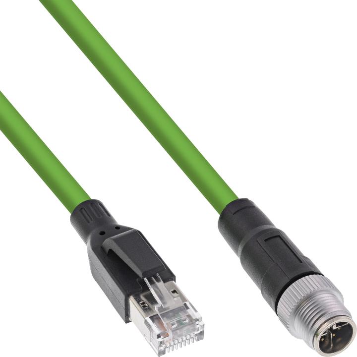Produktbild InLine Industrie Netzwerkkabel, M12 8-pin X-kodiert Stecker zu RJ45 Stecker, Cat.6A PUR, 5m (SF/UTP, CAT6, 5 m)