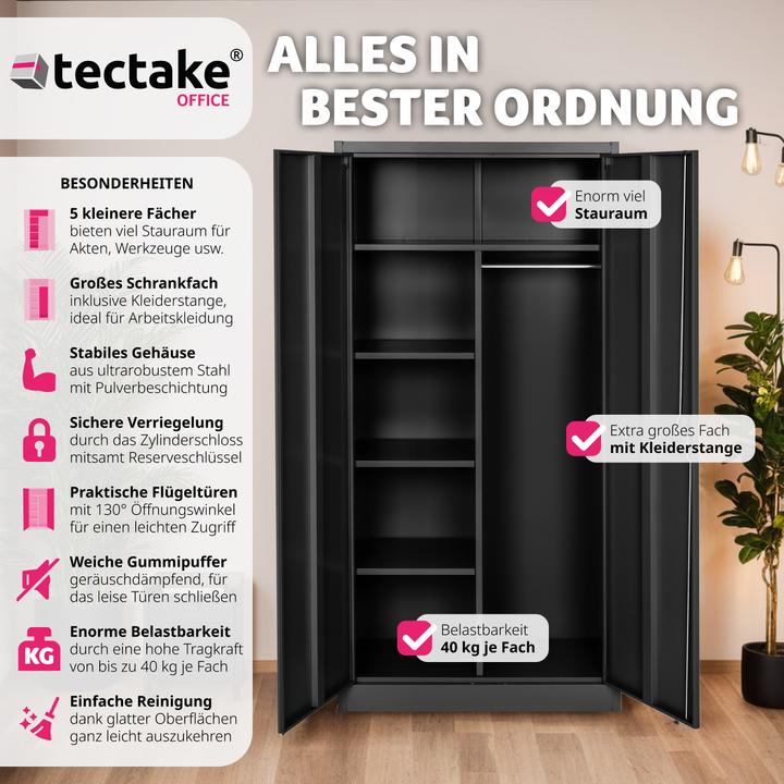 Produktbild tectake Aktenschrank (180 x 80 x 40 cm)