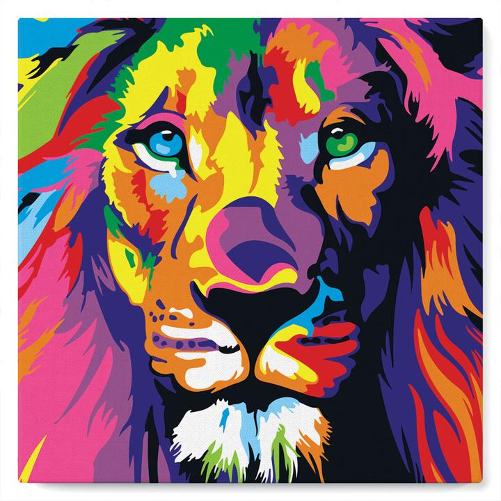 Figured'Art Mini Peinture par Numéros avec Cadre - Lion Pop Art
