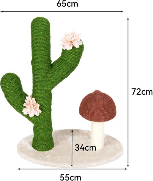 Image du produit Hermex Katzenkratzbaum Kaktus inklusive Pilz mit Sisal-Seil (72 cm, Vert, Marron, Beige)