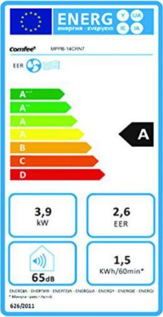 Label énergétique Comfee MPPB-14CRN7 Série PB (48 m², 13307.35 BTU/h)