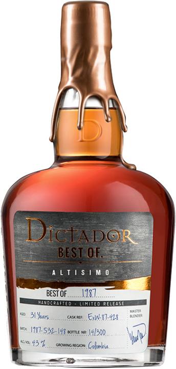 Image du produit Dictador BEST OF 1987 ALTISIMO Rhum colombien en édition limitée