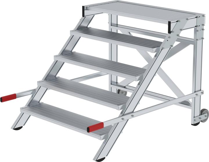 Immagine prodotto Munk Piattaforma di lavoro mobile, larghezza gradini 1000 mm, alluminio nervato 5 gradini (Ponteggio, 151.50 cm)