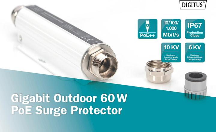 Produktbild Digitus 60 W Gigabit PoE Überspannungsschutz