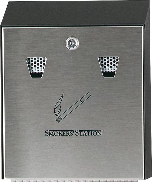 Rubbermaid Aschenbecher Raucherstation 25.4x7.6x31.8 cm Verzinkter Stahl Schwarz für Wand,1 Stk/Packung