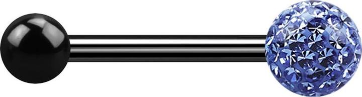 Image du produit Star Piercing Barbell schwarz mit Kugel und Kristallkugel hellblau Epoxy Schutzschicht (Titane G23, sans laiton)