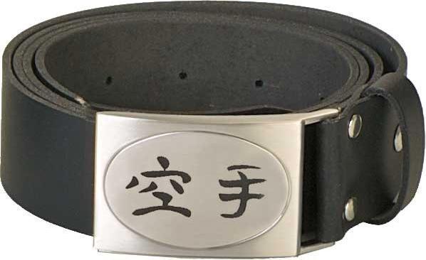 Actual product image Ju-Sports Belt genuine leather with engraved Kanji Karate