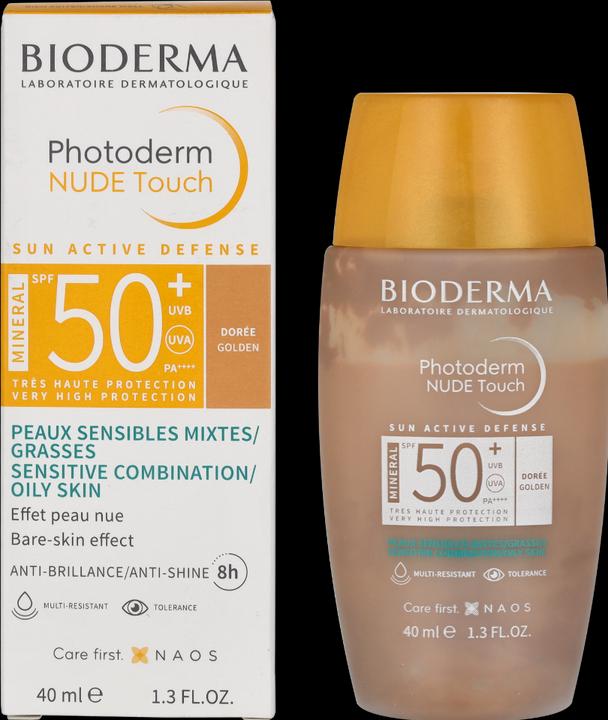 Image du produit Bioderma Photoderm Nude Touch Mineral SPF50+ dorée (Crème solaire visage, SPF 50+, 40 ml)