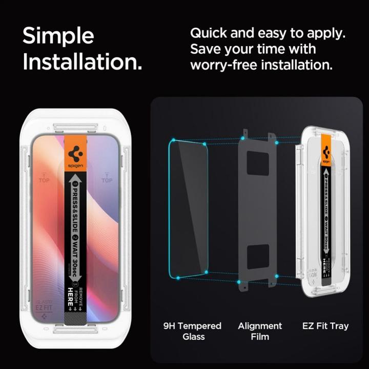 Actual product image Spigen Glas.Tr ”Ez Fit” 2-Pack forfor iPhone 16 Pro Max 6,3" privacy (2 Piece, Apple iPhone 16 Pro Max)