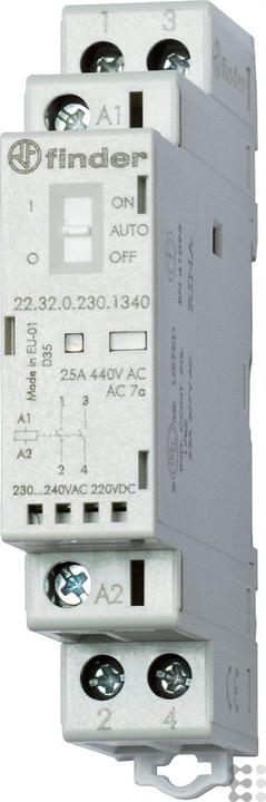 Immagine prodotto Finder Contattore di installazione serie 22, 25 A 22.32.0.230.4540 1 contatto NA/1 NC (30/110/220 V)