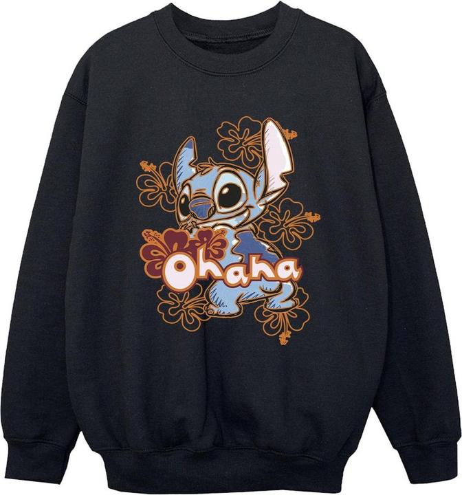 Disney Lilo And Stitch Ohana Orange Hibiscus Sweatshirt Jungen