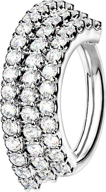 Produktbild Star Piercing Micro Piercing Ring silber Platte mit drei Kristalllinien (Chirurgenstahl 316L, Messing)