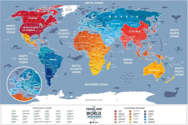 Produktbild Nenurodyta Zeichnungskarte Weltreisekarte Wochenendwelt (60 cm)