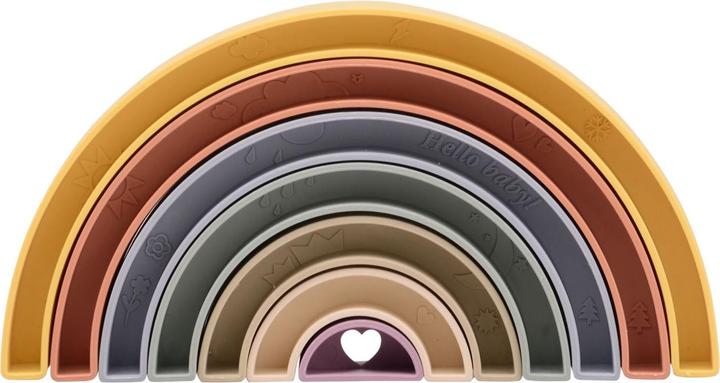 Actual product image Johntoy Happy World organic plastic stack rainbow