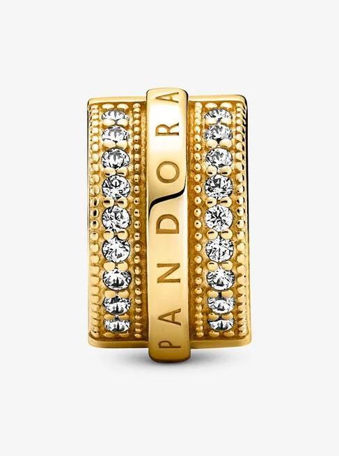 Image du produit Pandora Shine Logo Pavé Lines Clip Charm (Plaqué or, Argent massif, Métal)