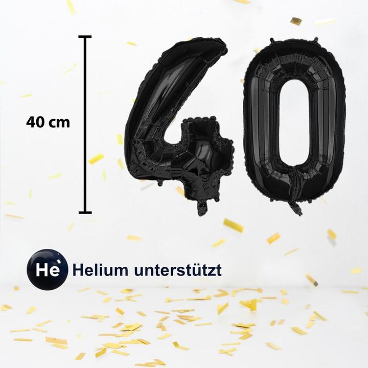 Immagine prodotto Hermex Palloncino in foil numero 40 nero palloncino numero palloncino elio 40cm (1 x)