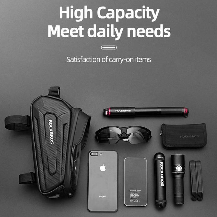 Actual product image Rockbros B68 armoured bicycle bag with phone cover 1.5l - black (1.50 l, Luggage carrier bag)