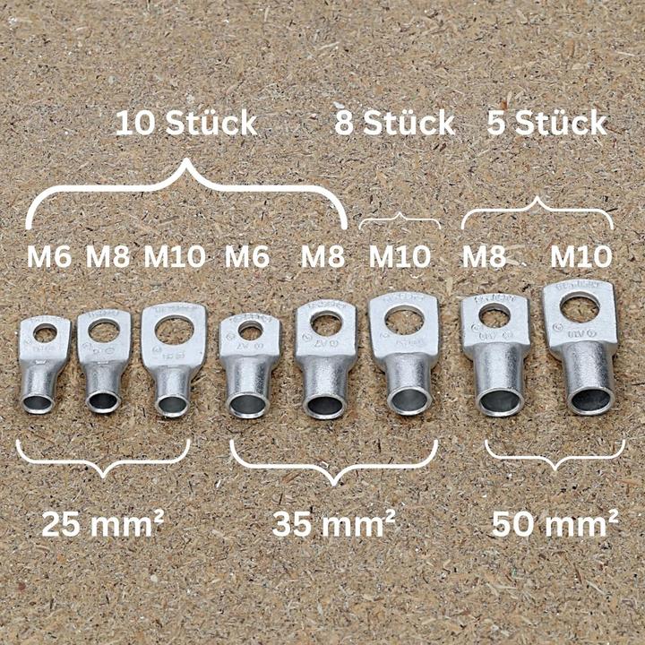 Produktbild Kalitec Sortiment Kasten Rohrkabelschuhe Set unisoliert 25-50mm² 68 Quetschverbinder I Industriequalität