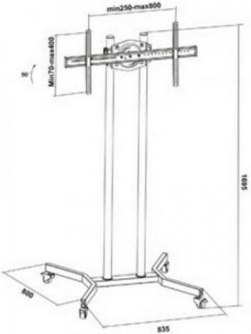 Actual product image Techly TV LED/LCD Trolley f. LCD TV,both sides 90°rotation (Universal, 70", 40 kg)