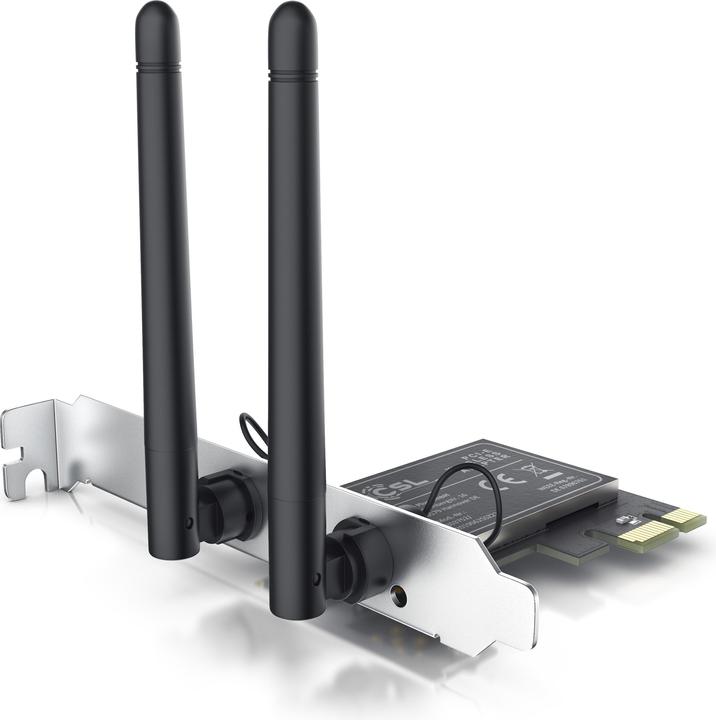 Immagine prodotto CSL Scheda di rete WLAN 2,4 Ghz PCIe, scheda adattatore WiFi 300 Mbit/s con 2x antenne esterne (Mini PCI Express)