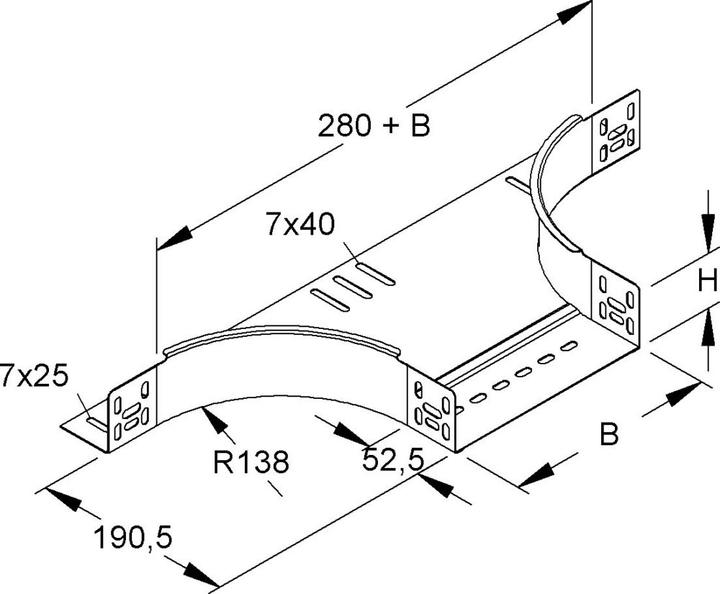 Image du produit Niedax NIE RTA60.250 Montage en T 60x252mm avec montants latéraux non articulés, avec bande de renfort (6 cm)