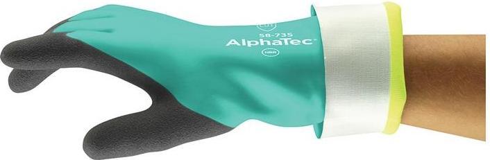 Productafbeelding Ansell Chemische handschoenen AlphaTec 58-735 maat 10 groen EN 388, EN 374 PPE categorie III (10)