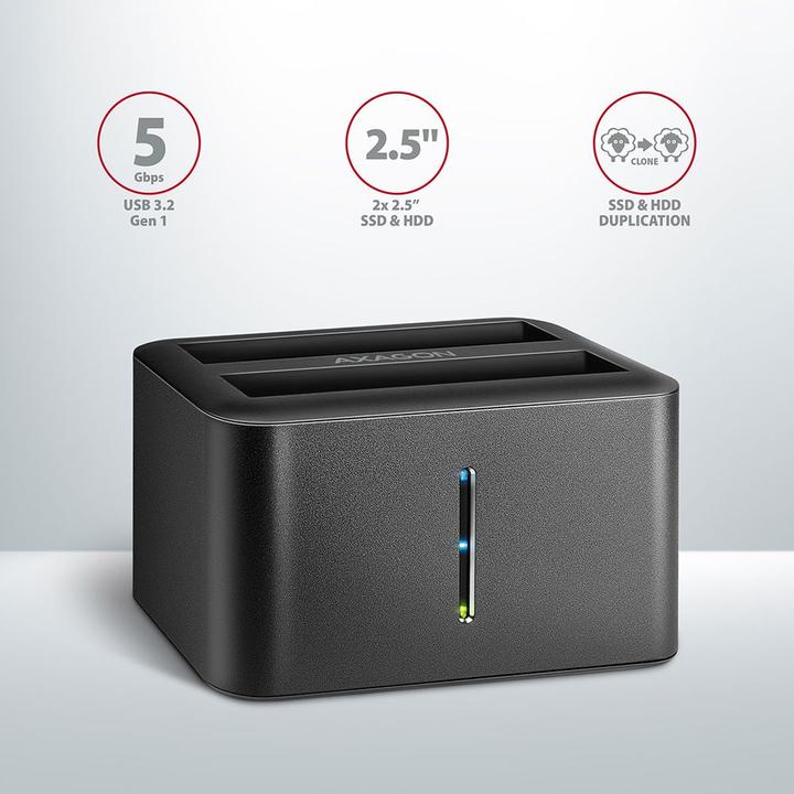 Immagine prodotto Axagon ADSA-D25 unità di archiviazione docking station USB 3.2 Gen 1 (3.1 Gen 1) Tipo micro-B Nero (2.5")