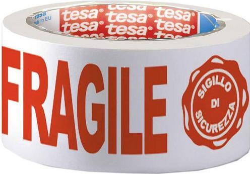 Produktbild tesa Verpackungsklebeband Fragile Rot, Weiss (50 mm)