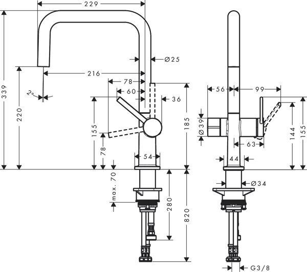Produktbild hansgrohe 72807000 Spültischmischer U 220 Talis M54