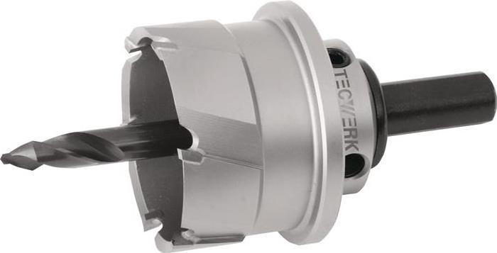 Actual product image Tecwerk Keyhole saw saw diameter 50 mm cutting depth 20 mm carbide tipped with drill bit and spring (50 millimetres)