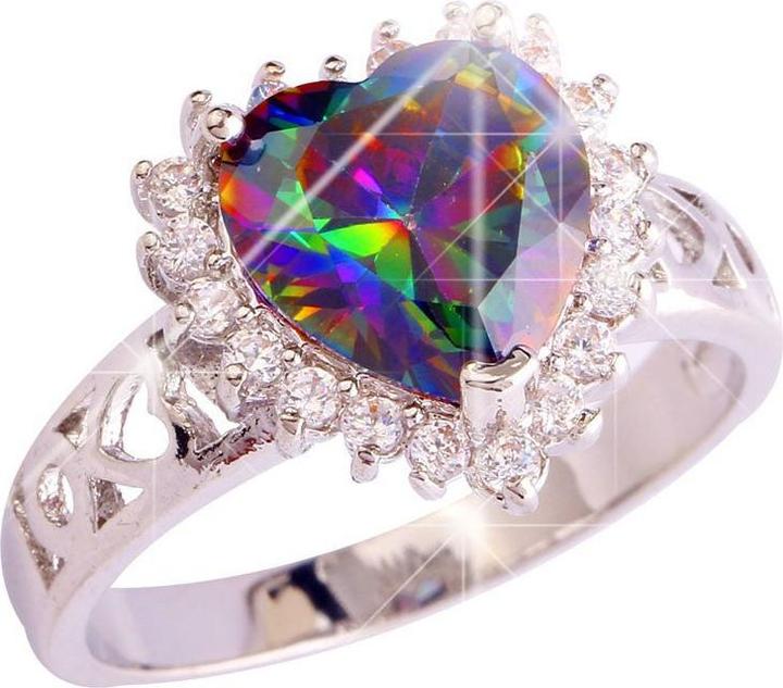 Image du produit Hermex Bague argentée avec saphir arc-en-ciel - taille 57 / Size 8 (8, Argent 925)