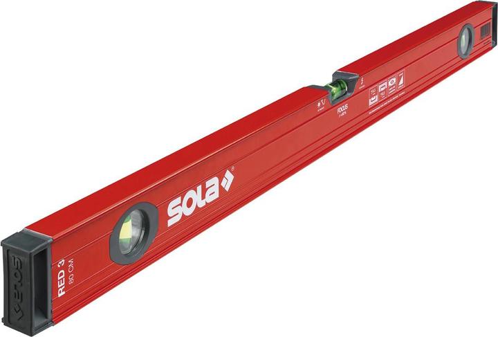 Produktbild Sola Messwerkzeuge 1215101 Alu-Wasserwaage Red 3 80" 80 cm in rot, 800 mm (80 cm)