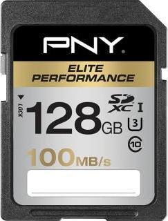 Actual product image PNY SDXC Card 128GB, Class 10, Elite Perf (128 GB, SDXC, U3, UHS-I)