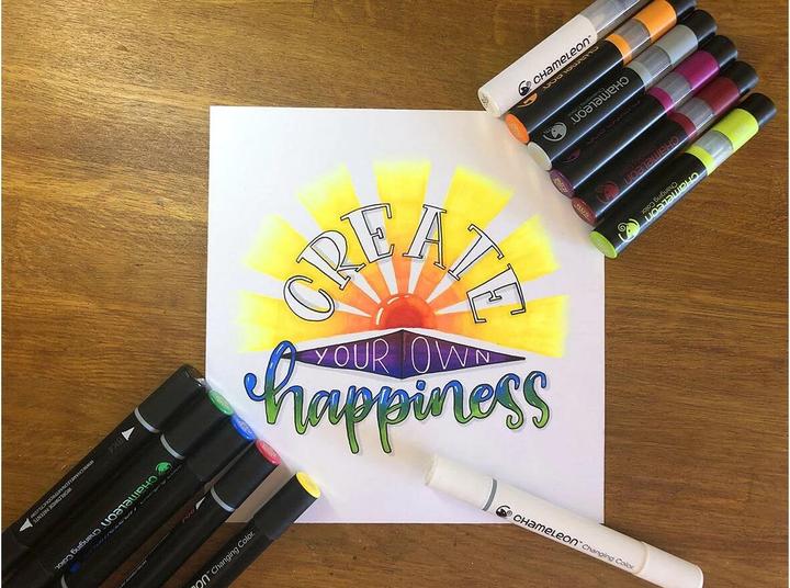 Produktbild Chameleon Aquarellfarbstifte Brushpen Color & Blending Set (Rot, Schwarz, Gelb, Purpur, Orange, Grau, Violett, Blau, Grün, 6 x)