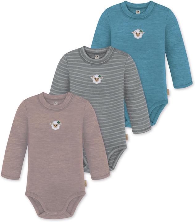 Normani 3er Pack Baby Merino Langarmbody „Tuai" - 9403