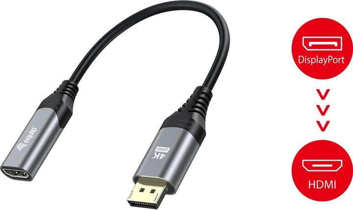 Produktbild equip Displayport->HDMI Adapter 1.2 St/Bu 4K/60Hz grau (HDMI, 15 cm)