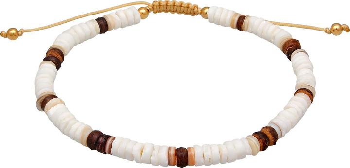 Immagine prodotto Elli Gioielli per i piedi Perline di legno di cocco conchiglia argento 925 (Conchiglia, Nylon, Argento 925 placcato oro, Nessuna pietra, 22 cm)