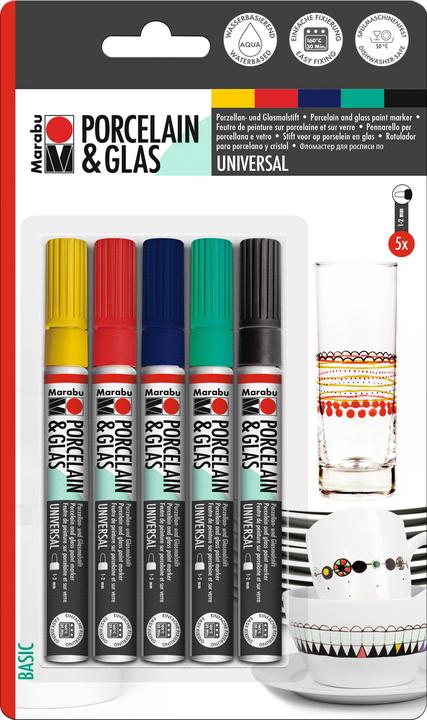 Actual product image Marabu Porcelain and glass painting pen (Multicoloured, 2 mm, 5 x)