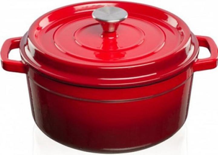 Pentola in ghisa smaltata rossa, 3,5 L (26 cm, Pentola, Ghisa)