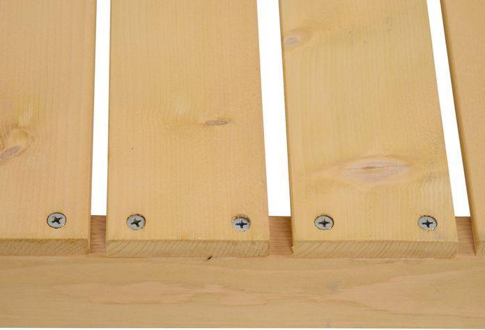 Actual product image Swisshandel24 Gartenbank, 2-Sitzer Sitzbank, Gartenmöbel, Rustikale Bank, Massivholz, Natur, 110 x 38 x 35 cm