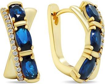 Brilio Silver - Distinctive gold-plated earrings withue zircons EA458YB