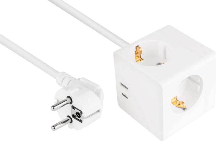 Kabelmeister Cube de prises 3x USB-C USB-A, blanc, 2m (2 x, USB-A, USB-C, 2 m)
