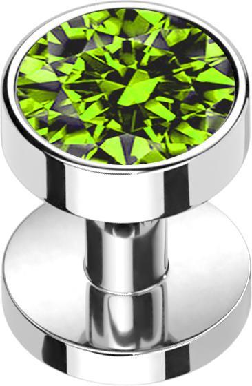 Image du produit Star Piercing Skin Diver argenté avec cristal vert clair (sans laiton, Titane G23)