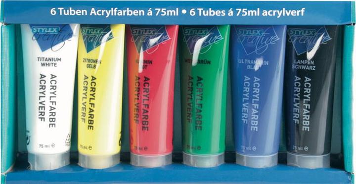 Image du produit Stylex Peintures acryliques, lot de 6 (6 couleurs différentes, 75 ml)