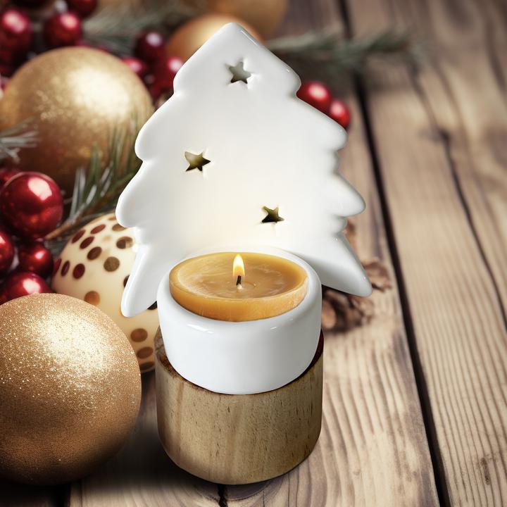 Produktbild HTI-Living Teelichthalter Weihnachtsbaum Porzellan (H, B)