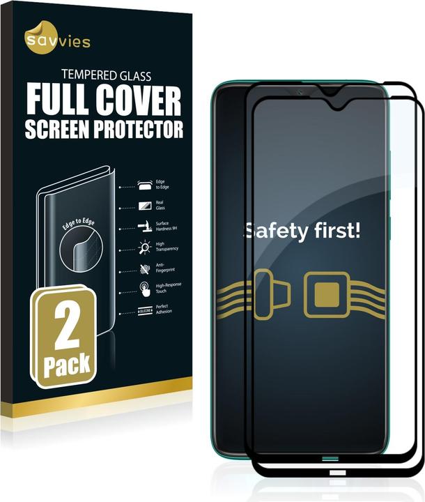 Immagine prodotto Savvies Protezione dello schermo in vetro blindato a schermo intero (2 Pezzo/i, Xiaomi Redmi Nota 8)