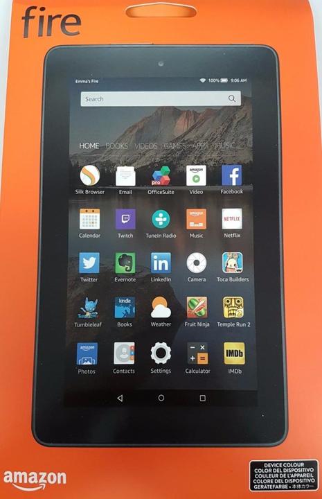 Produktbild Amazon Fire Tablet 17,7 cm (7 Zoll), WLAN, 8 GB, mit Spezialangeboten (7", 8 GB, Schwarz)